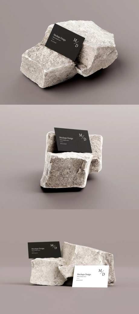石头上的名片贴图样机-采灵感-https://www.cailinggan.com/