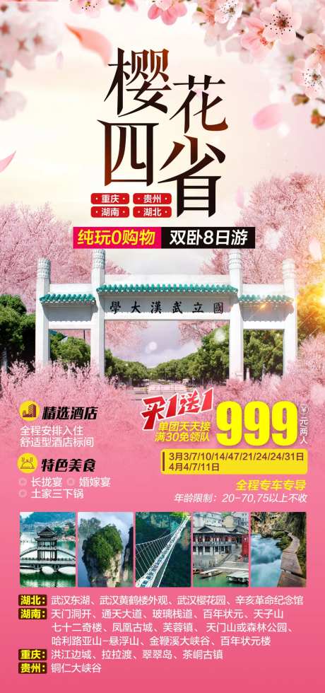 樱花四省旅游海报-采灵感-https://www.cailinggan.com/