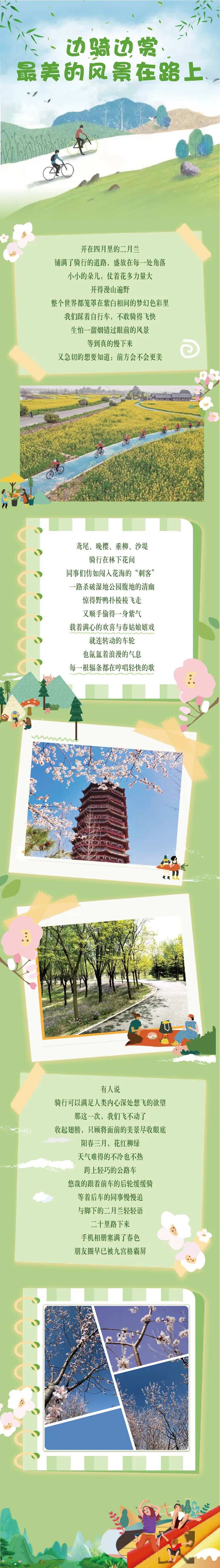 春日骑行活动长图插画-采灵感-cailinggan.com