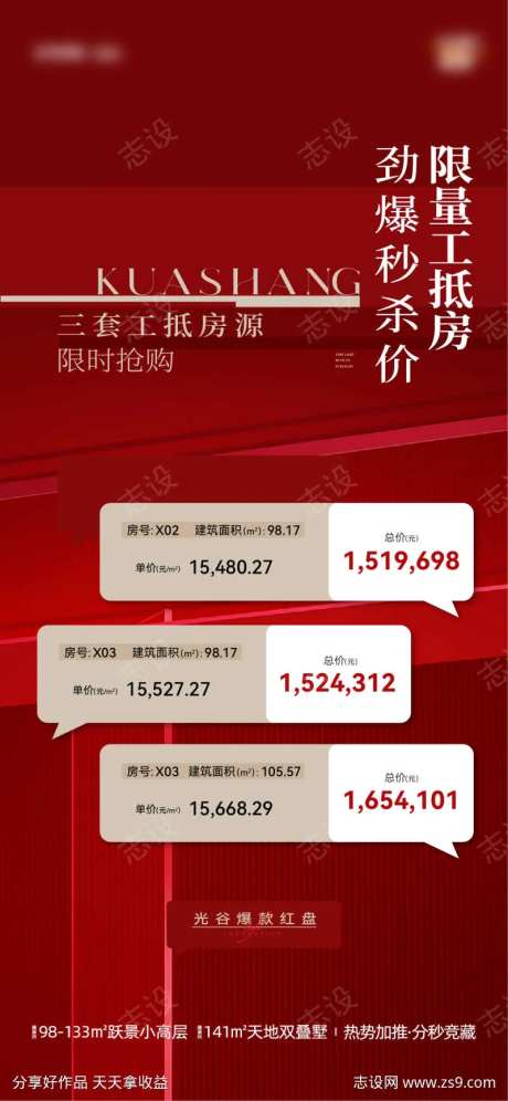 红色品质地产特价房海报-采灵感-https://www.cailinggan.com/