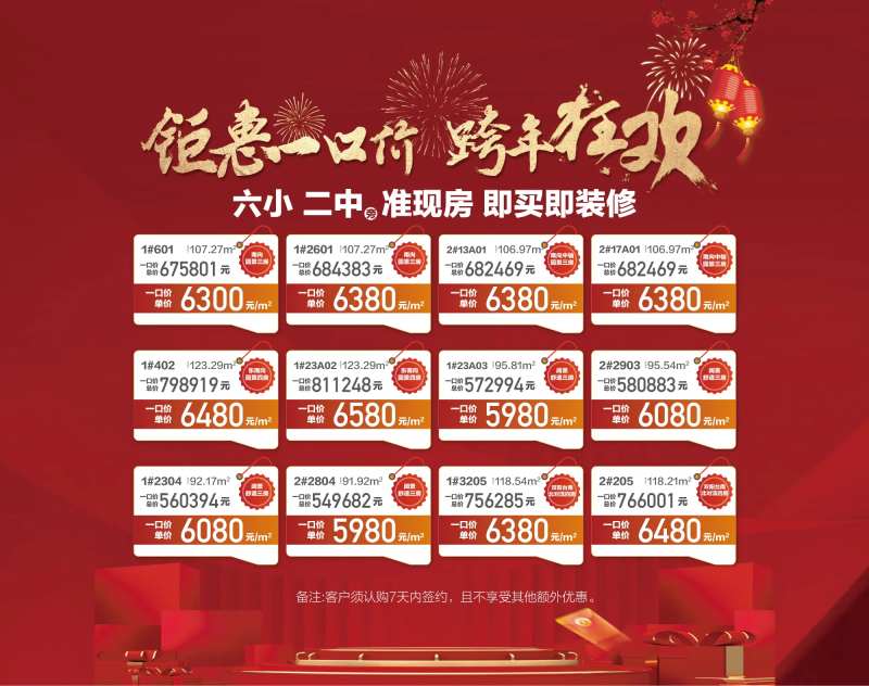 钜惠一口价跨年狂欢红金房源展板-采灵感-cailinggan.com