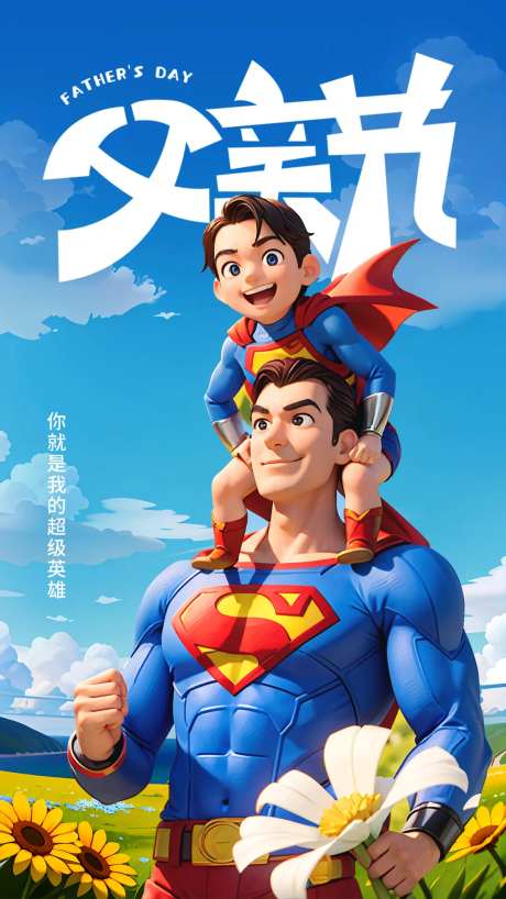 父亲节超人海报-采灵感-https://www.cailinggan.com/