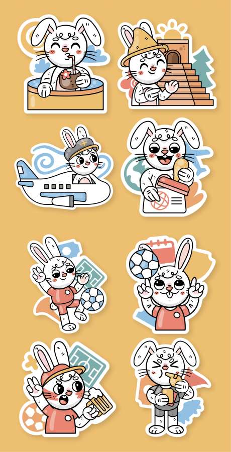 卡通兔子形象表情包-采灵感-https://www.cailinggan.com/