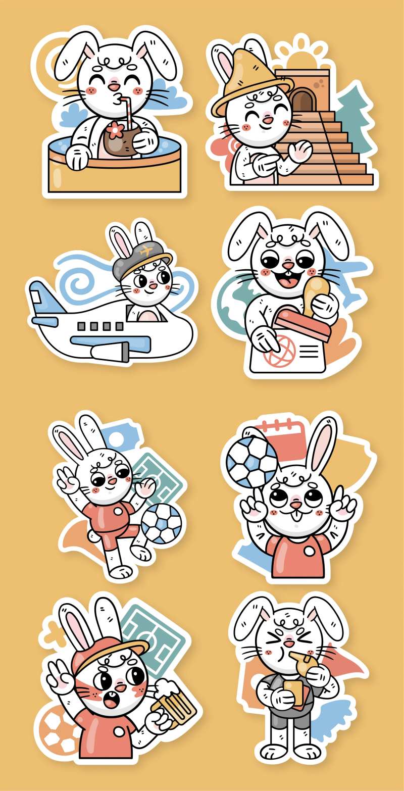 卡通兔子形象表情包-采灵感-cailinggan.com