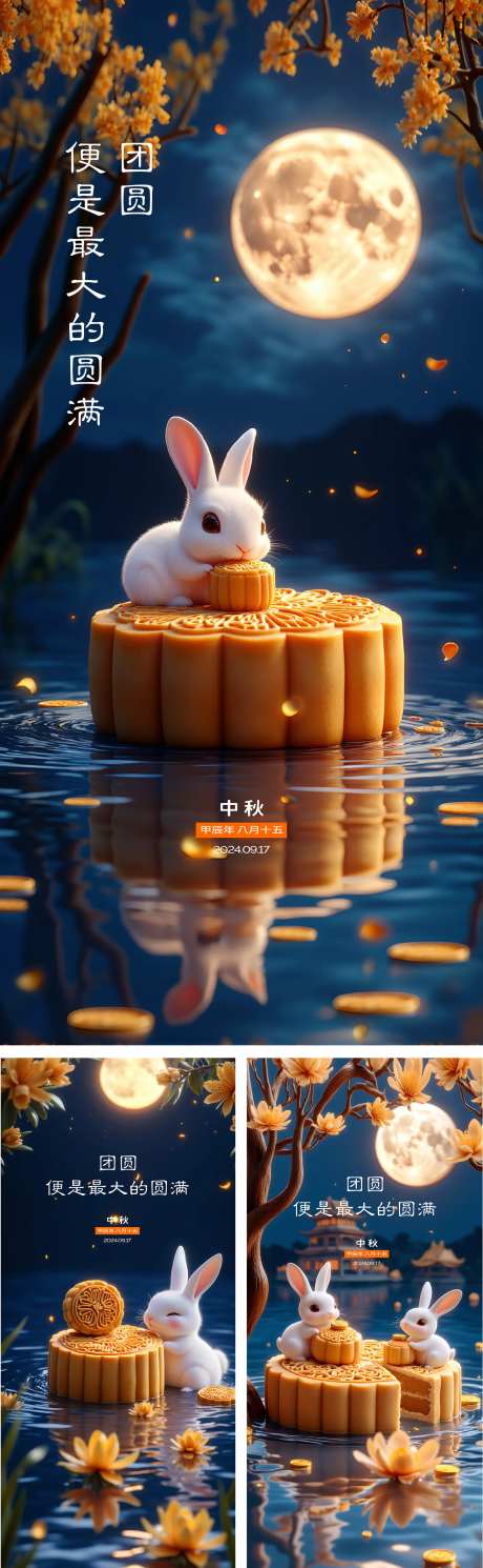 中秋月兔月饼节日海报-采灵感-https://www.cailinggan.com/