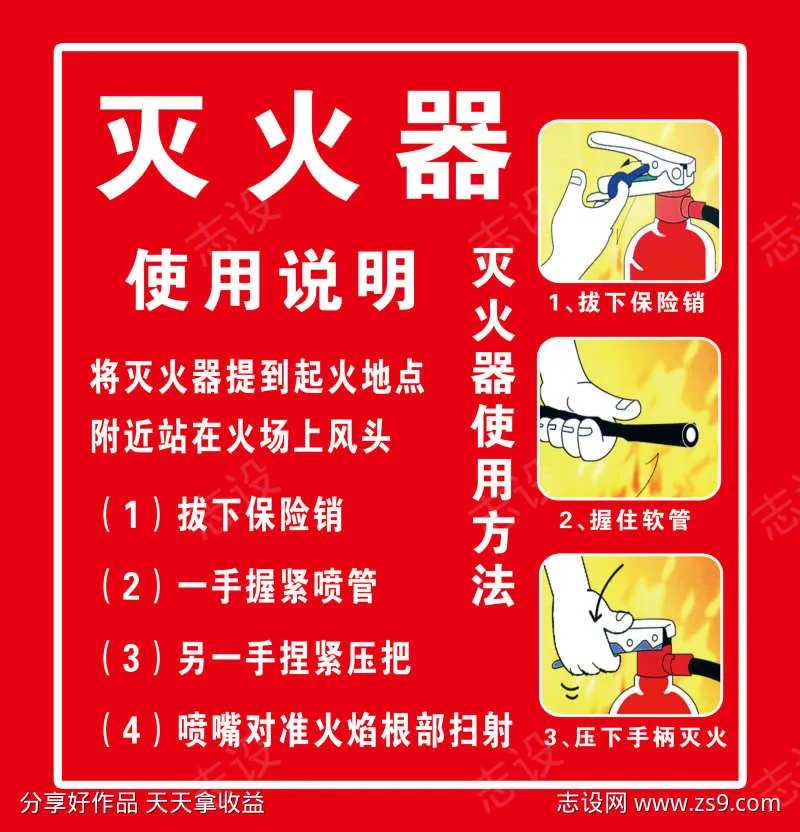 灭火器使用说明-采灵感-cailinggan.com
