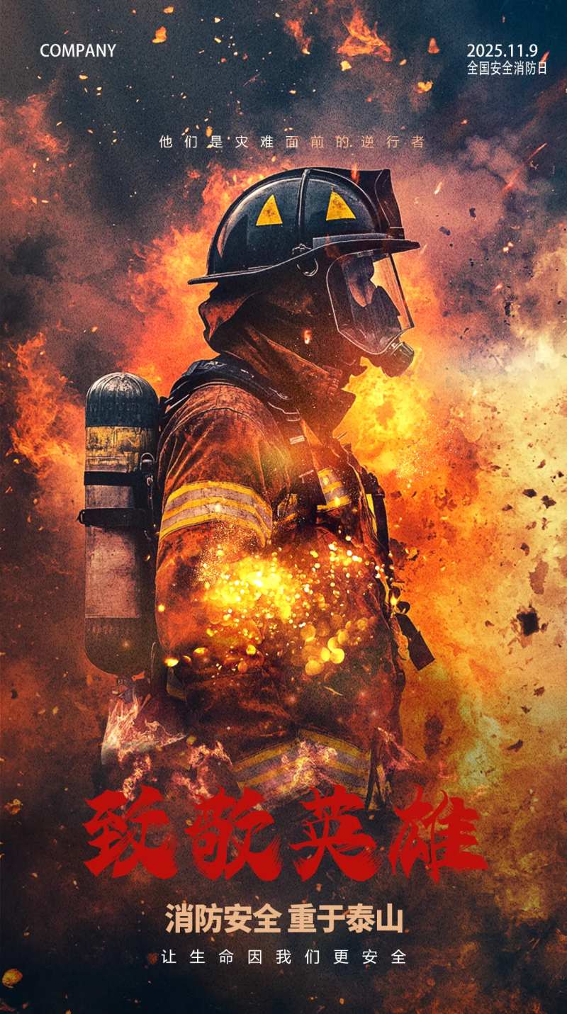 消防安全日教育海报-采灵感-cailinggan.com