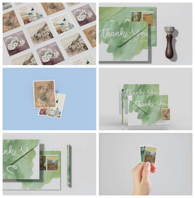 邮票信纸信封样机-采灵感-cailinggan.com