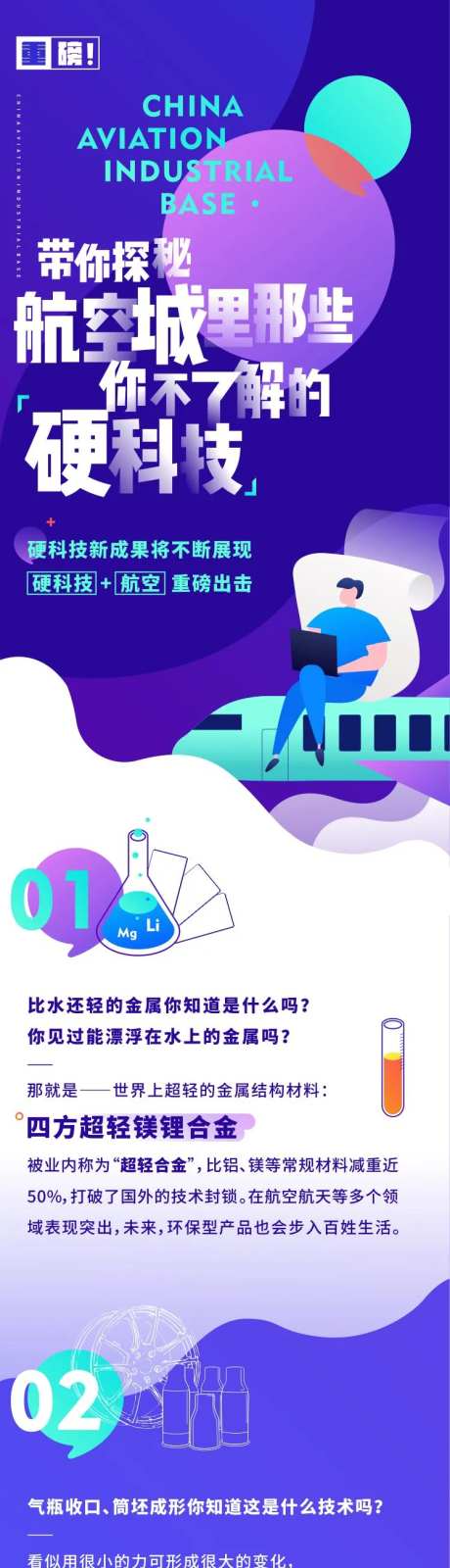 航空科技扁平化长图海报-采灵感-https://www.cailinggan.com/