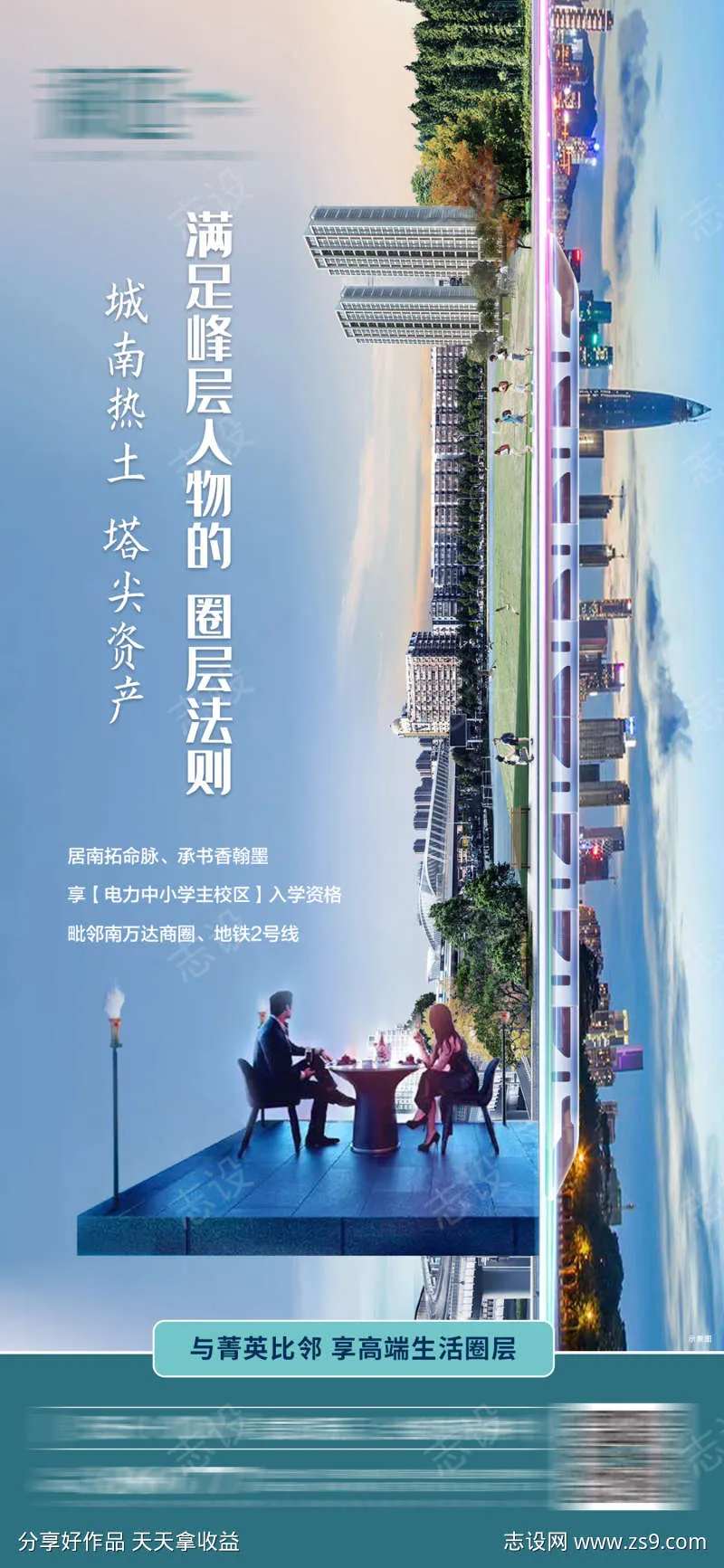 地产圈层塔尖配套价值点海报-采灵感-cailinggan.com