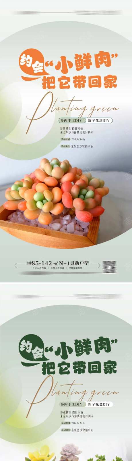 绿植DIY暖场活动 多肉花艺手工活动海报-采灵感-https://www.cailinggan.com/