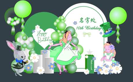 爱丽丝主题宝宝宴生日宴美陈-采灵感-https://www.cailinggan.com/