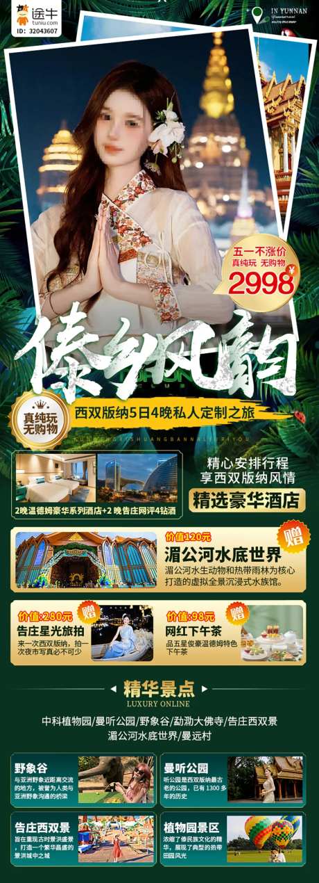 云南西双版纳旅游海报-采灵感-https://www.cailinggan.com/