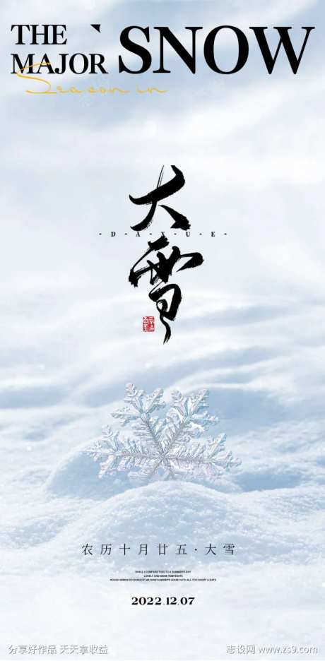 小雪大雪大寒小寒二十节气地产圈图海报-采灵感-https://www.cailinggan.com/