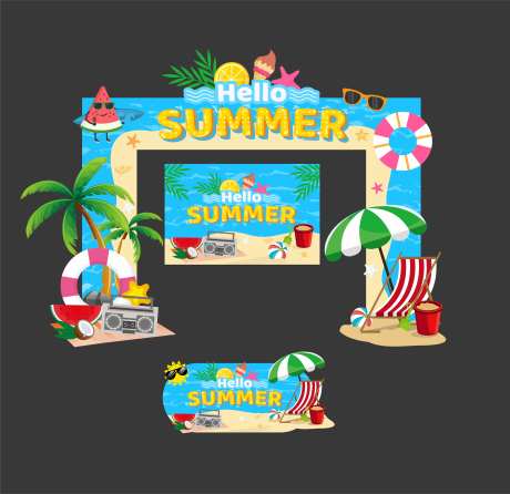 夏日沙滩门头拍照-采灵感-https://www.cailinggan.com/