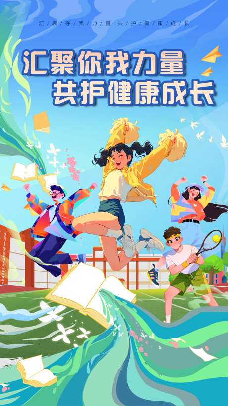 大学生心理健康阳光成长校园社团海报-采灵感-https://www.cailinggan.com/
