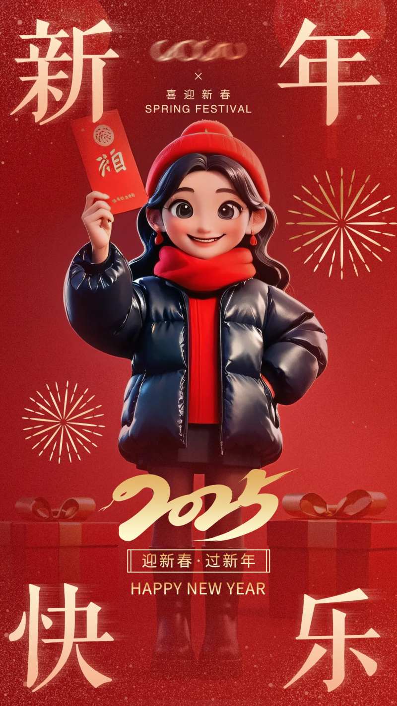 新年快乐海报-采灵感-cailinggan.com