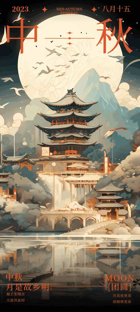 国潮中秋夜海报-采灵感-https://www.cailinggan.com/
