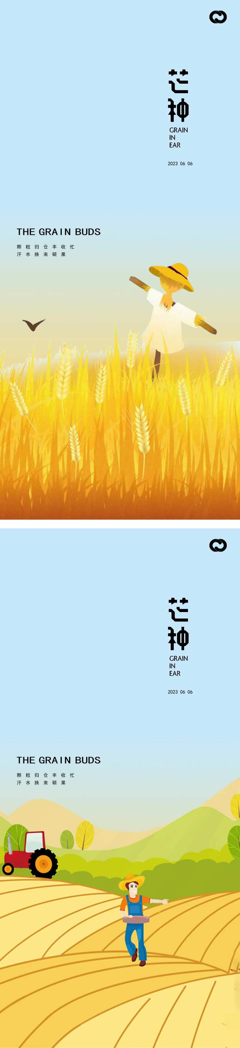芒种24节气麦穗插画海报-采灵感-cailinggan.com
