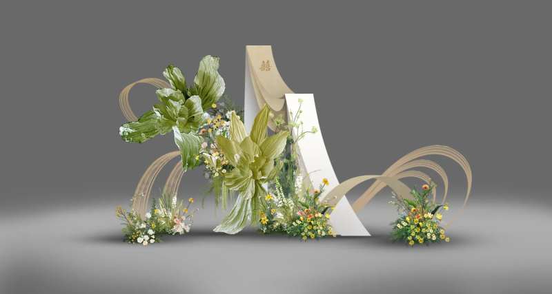 绿色新中式纸艺堆头美陈-采灵感-cailinggan.com