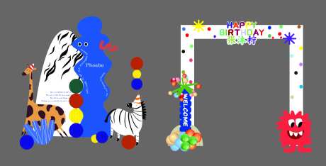 ins风彩色多巴胺周岁拱门生日美陈-采灵感-https://www.cailinggan.com/