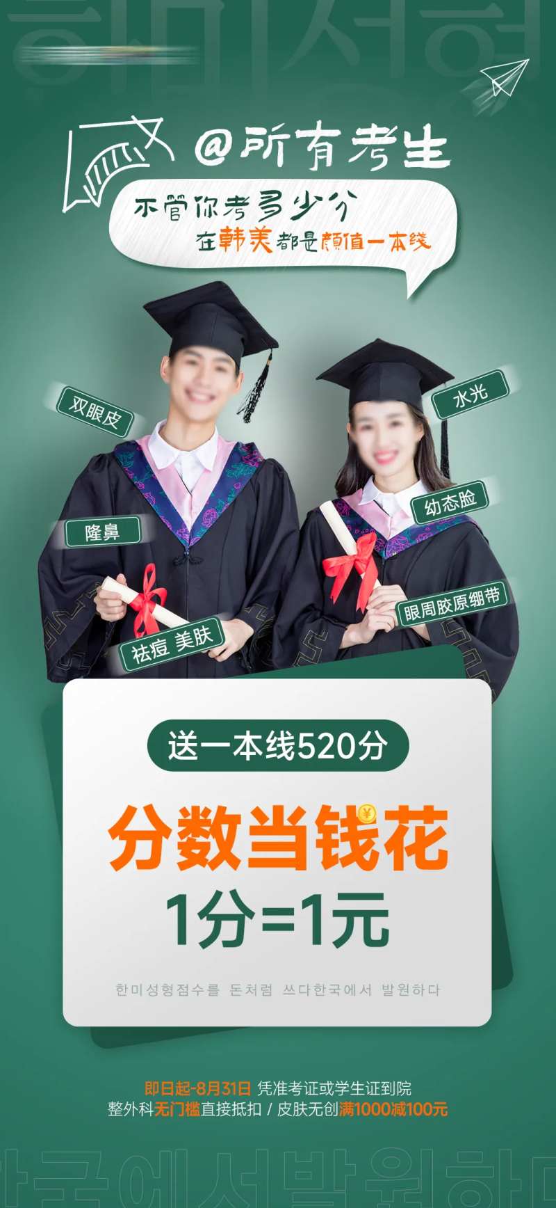 医美毕业季分数当钱花海报-采灵感-cailinggan.com