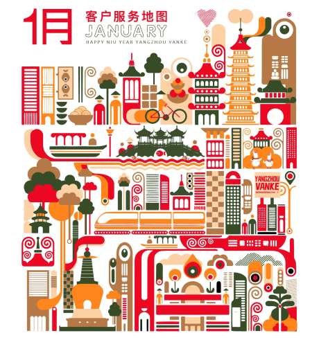 扬州地图插画-采灵感-https://www.cailinggan.com/