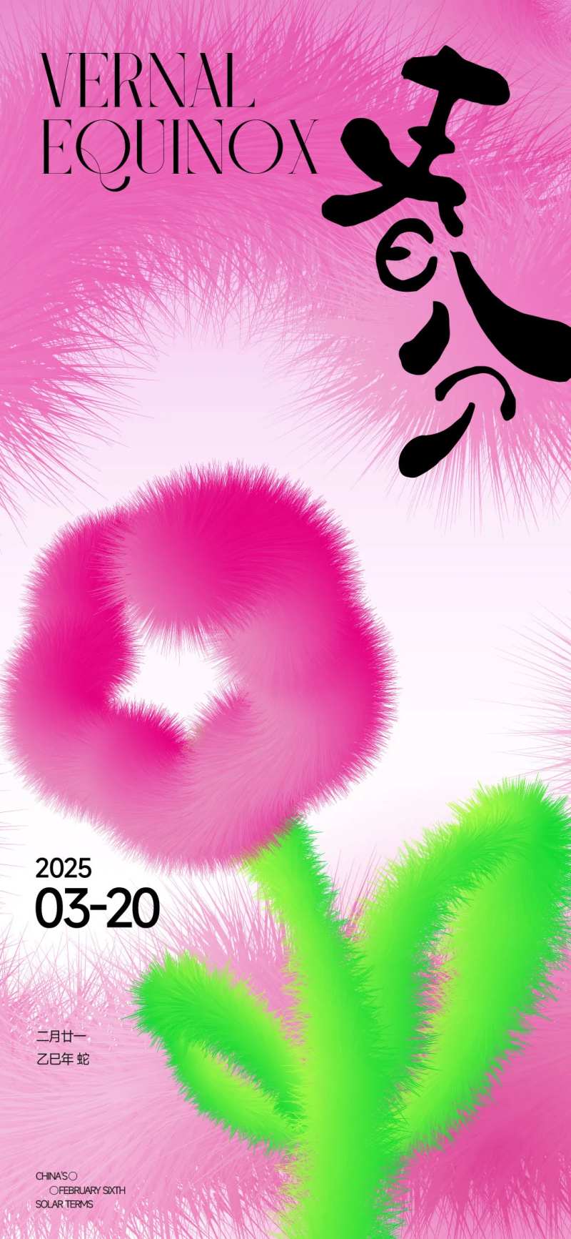 春分毛绒绒节气海报-采灵感-cailinggan.com