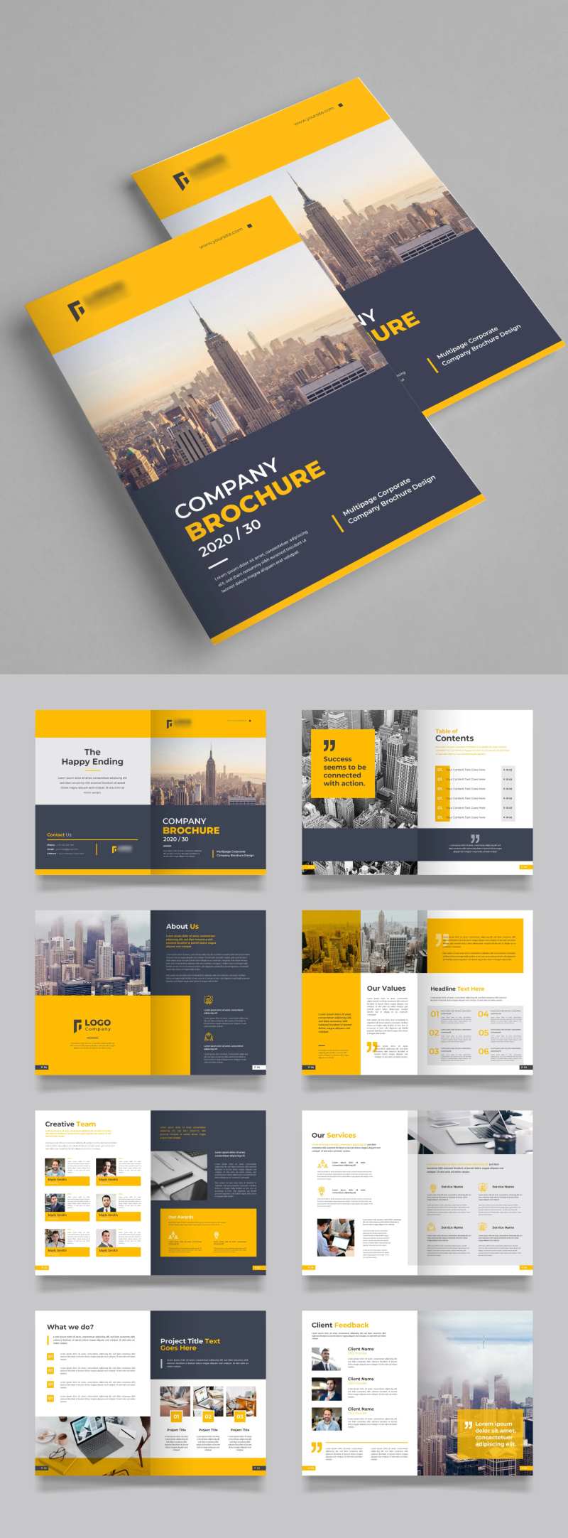 橙色几何商务公司简介宣传册设计模板-采灵感-cailinggan.com