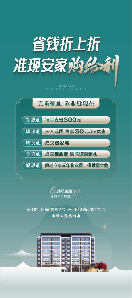 地产省钱安家五重礼展架-采灵感-https://www.cailinggan.com/