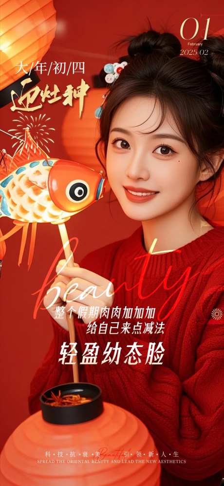 医美新年拜年小年除夕春节海报-采灵感-https://www.cailinggan.com/