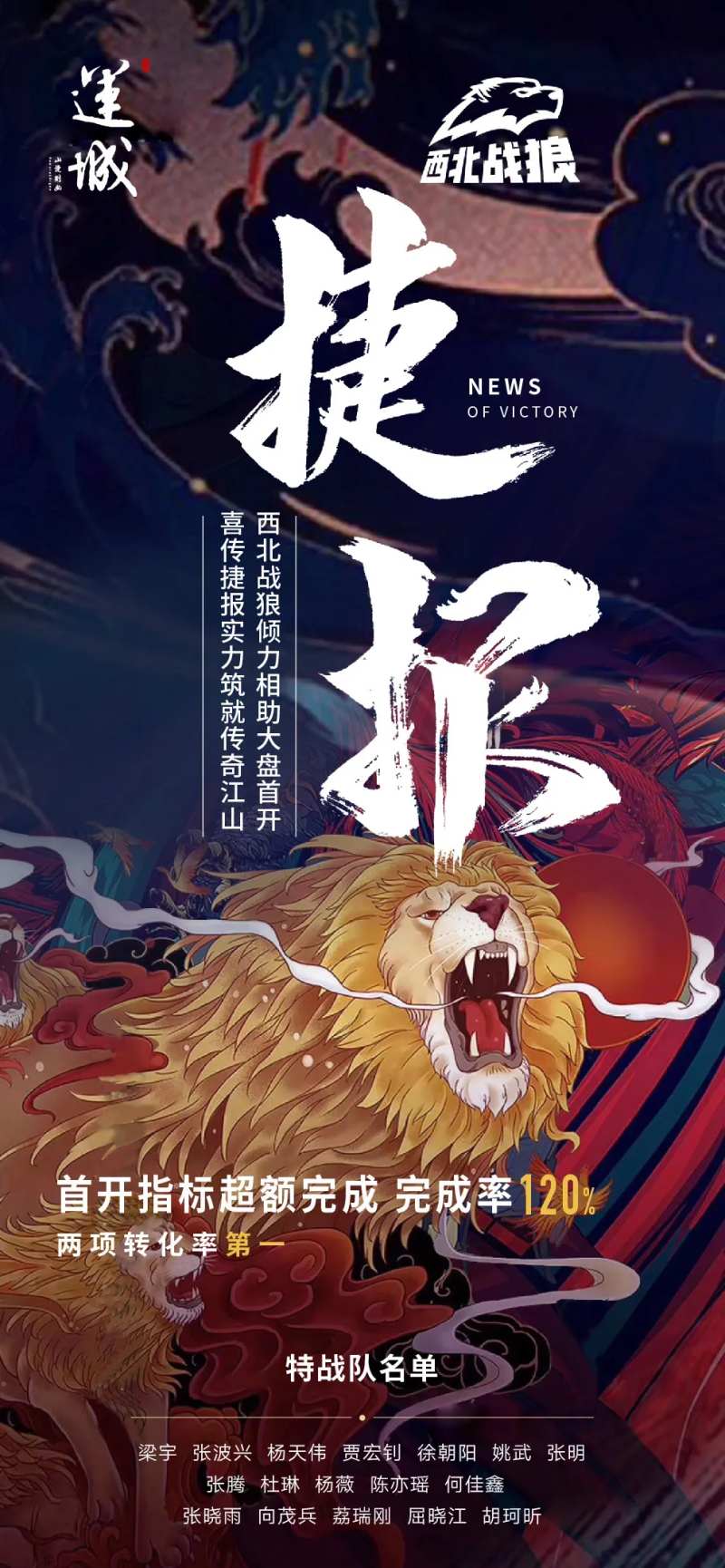 国潮风战报喜报捷报移动端海报-采灵感-cailinggan.com