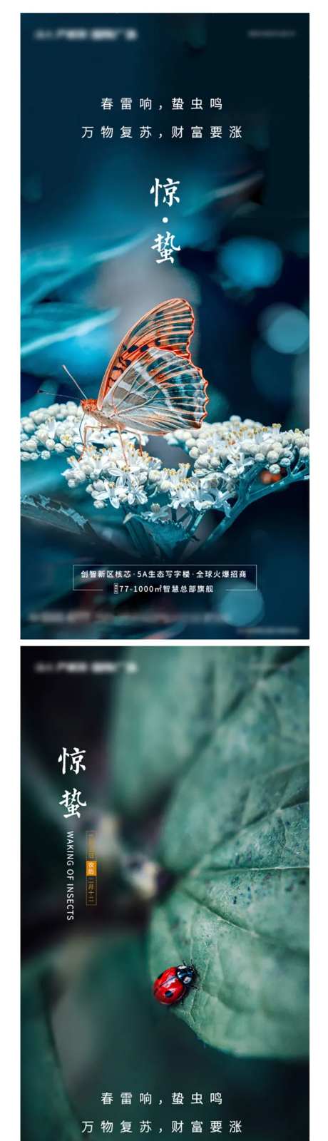 地产惊蛰节气蝴蝶瓢虫单图-采灵感-https://www.cailinggan.com/