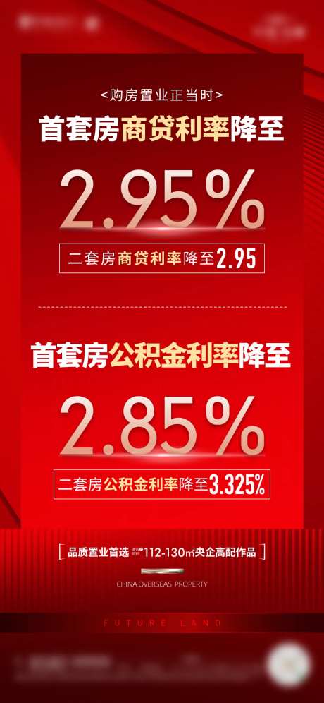 地产利好政策利率宣传海报-采灵感-https://www.cailinggan.com/
