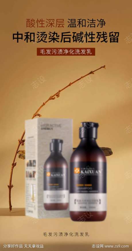 KAIXUAN毛发污渍净化洗发乳海报-采灵感-https://www.cailinggan.com/
