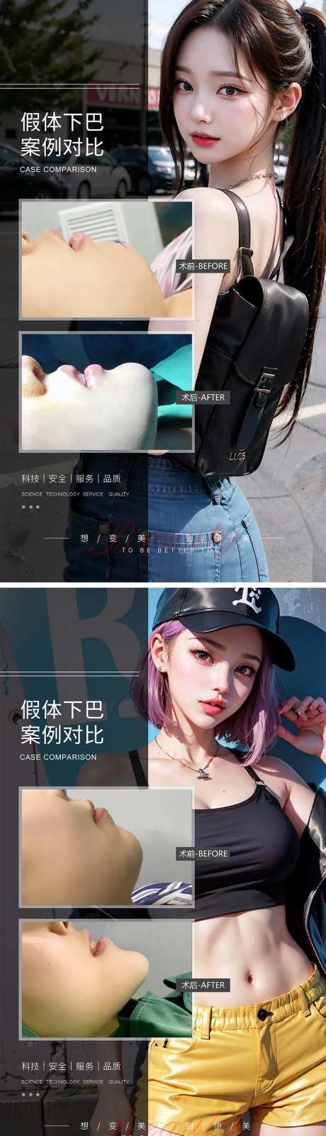 假体下巴案例对比海报-采灵感-https://www.cailinggan.com/