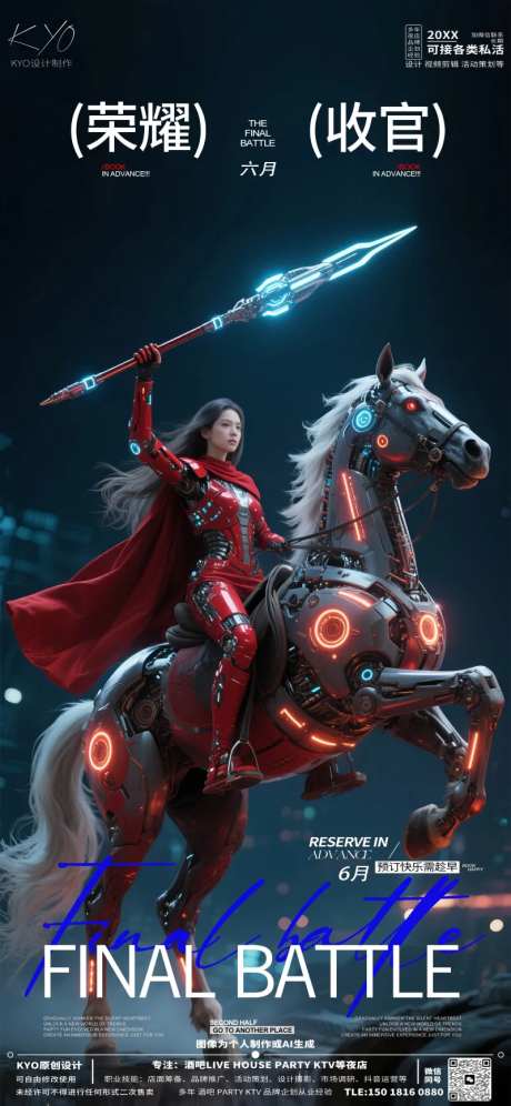 酒吧KTV日常预定收官之战女战士海报-采灵感-https://www.cailinggan.com/