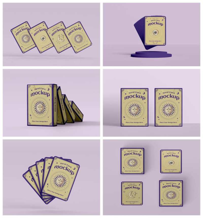 塔罗牌扑克牌卡片样机-采灵感-cailinggan.com