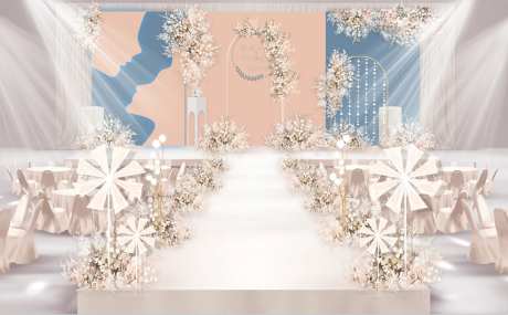 粉蓝浪漫婚礼效果图-采灵感-https://www.cailinggan.com/