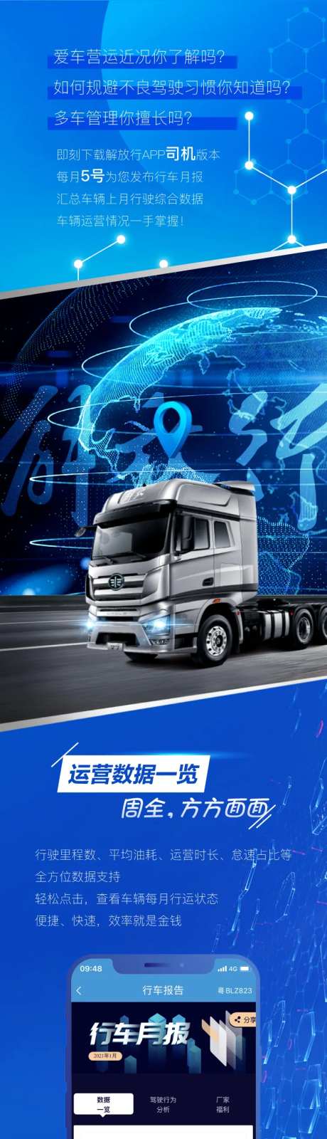 汽车卡车运营状况长图海报-采灵感-https://www.cailinggan.com/
