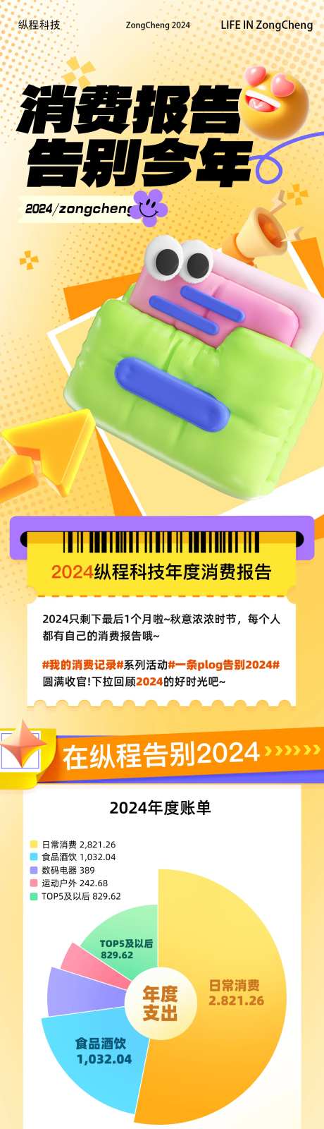 年度消费记录报告H5营销长图海报-采灵感-https://www.cailinggan.com/