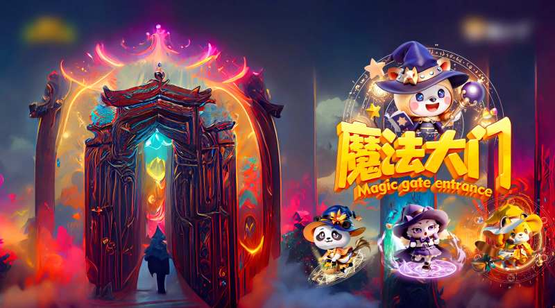 魔法大门酷炫魔法阵动物IP海报-采灵感-cailinggan.com