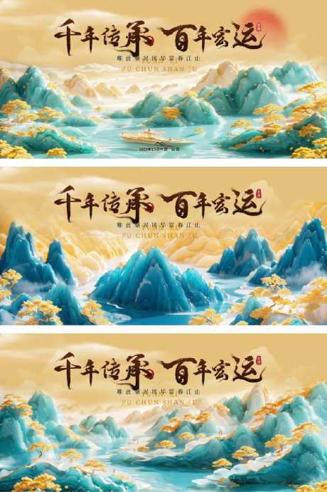 新中式意境玉石展板主画面-采灵感-https://www.cailinggan.com/