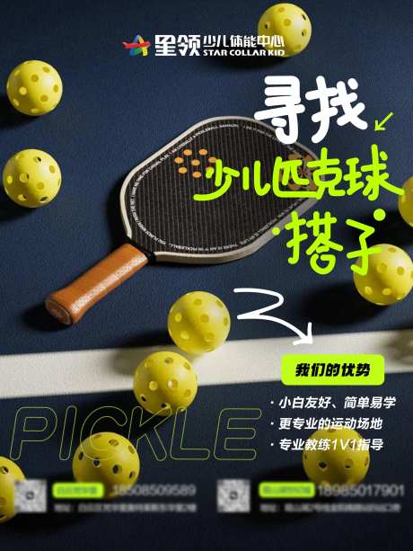 少儿匹克球项目介绍海报-采灵感-https://www.cailinggan.com/