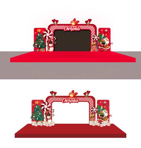 圣诞节舞台异型背景板-采灵感-https://www.cailinggan.com/