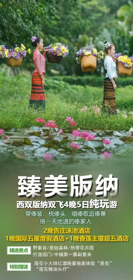 云南西双版纳旅游海报-采灵感-https://www.cailinggan.com/