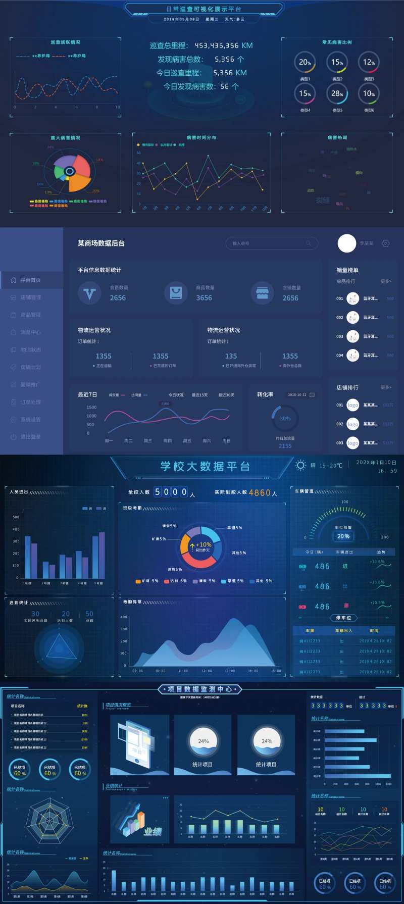 项目数据监测中心软件UI界面学校大数-采灵感-cailinggan.com