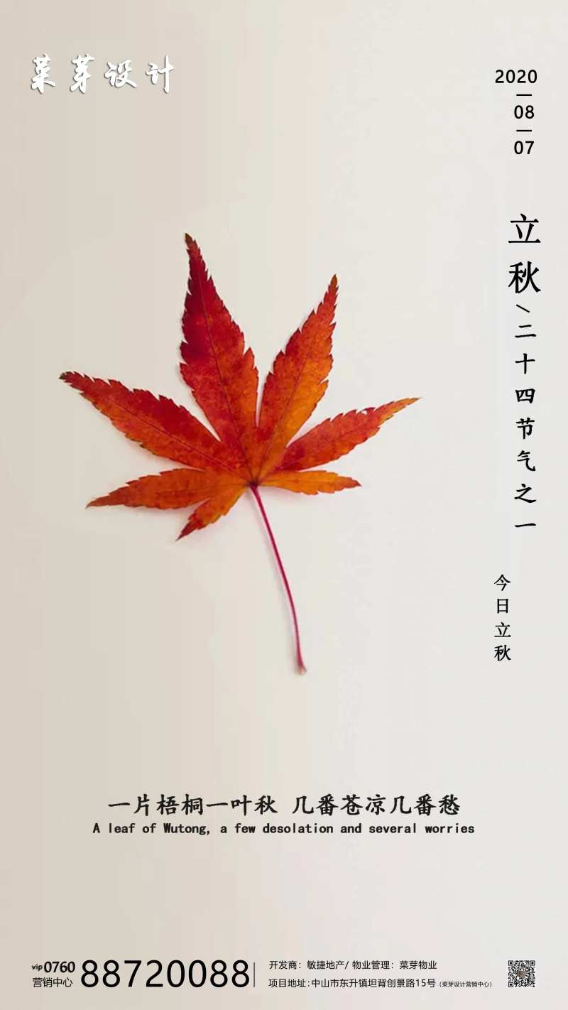 立秋二十四气节简约房地产海报-采灵感-cailinggan.com