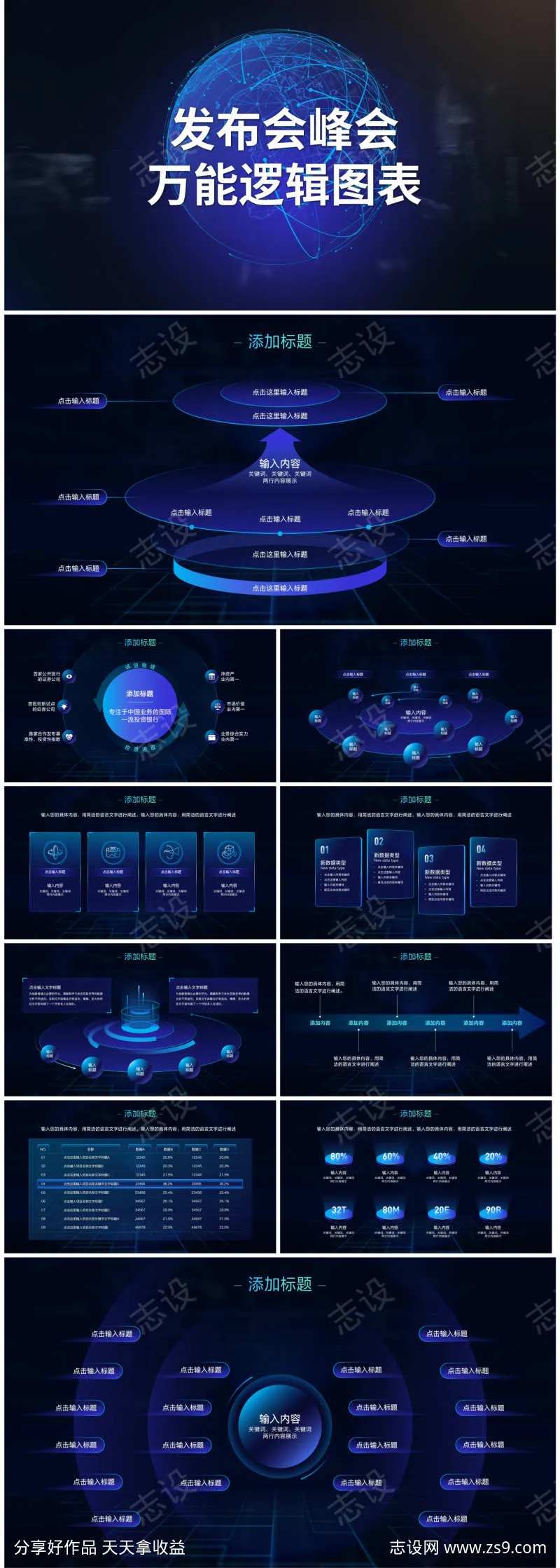 峰会发布会万能逻辑图表PPT-采灵感-cailinggan.com