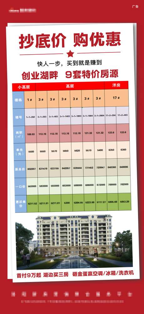 低价优惠特价房源户型宣传促销海报-采灵感-https://www.cailinggan.com/